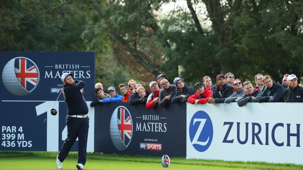 Andrew Johnston at the 14th during his second round at the British Masters