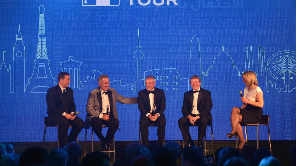 Smyth (2ndR) on stage during the European Tour Players' Awards 