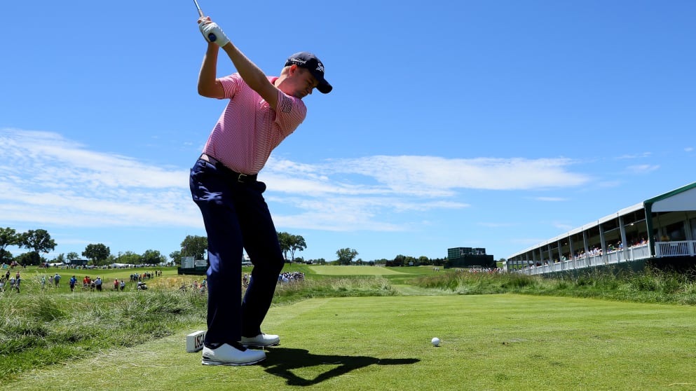 Russell Knox on the 11th tee during his practice round