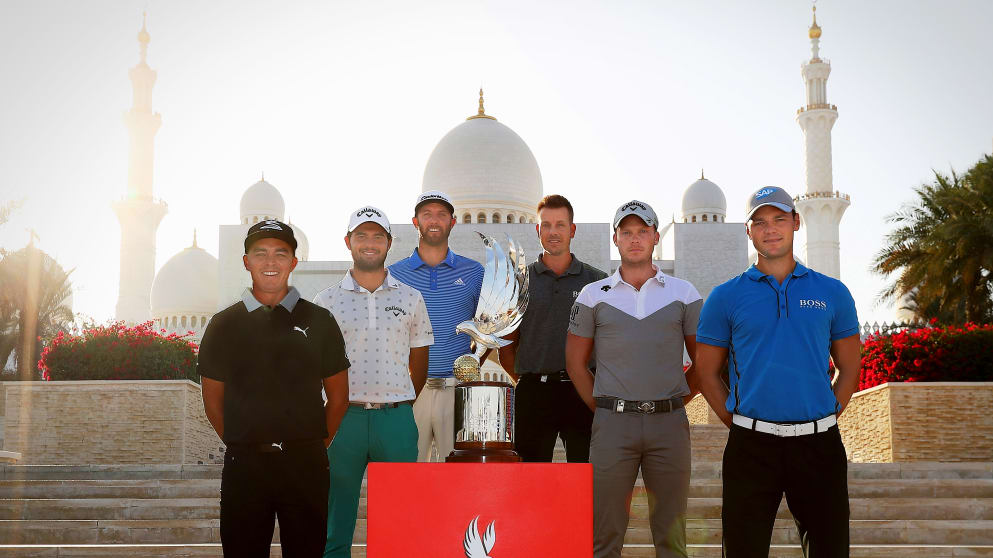 Rickie Fowler, Curtis Luck, Dustin Johnson, Henrik Stenson, Danny Willett and Martin Kaymer