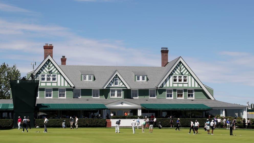 A general view of the clubhouse at Oakmont CC