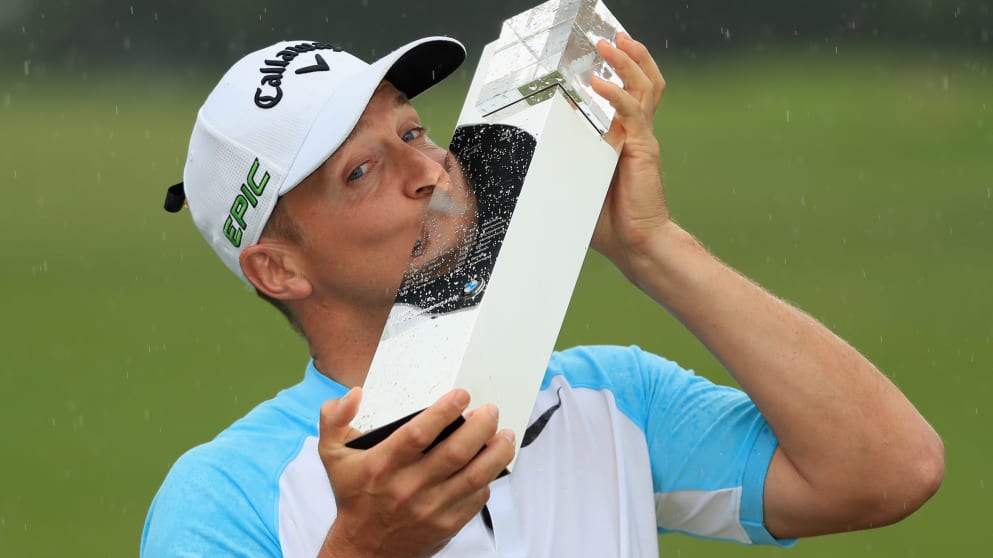 Alex Noren celebrates his BMW PGA Championship victory
