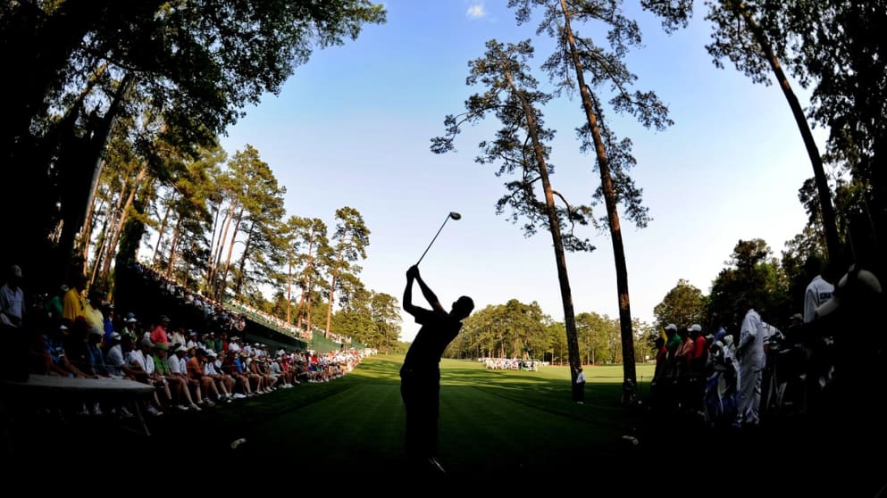 Charl Schwartzel drives off the 14th tee en route to victory in the 2011 Masters Tournament.