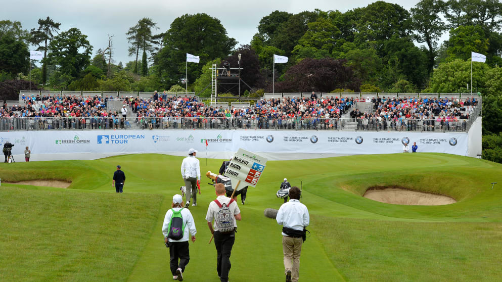 The grandstand around the 17th green