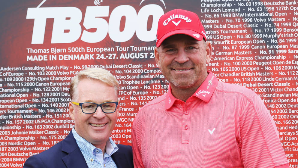 Keith Pelley (left) and Thomas Bjorn 