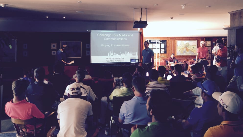 Challenge Tour players attend a Media and Communications workshop ahead of the AEGEAN Airlines Challenge Tour by Hartl Resort