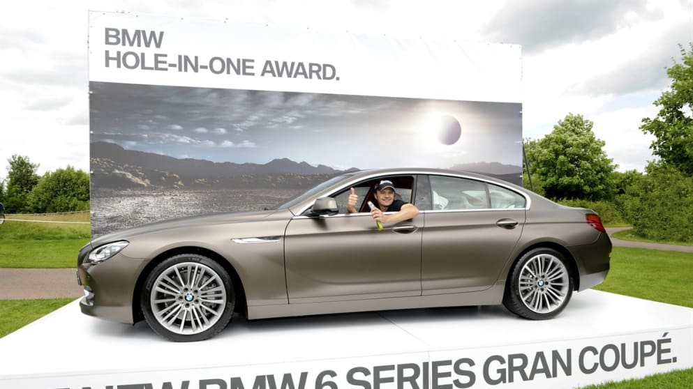 England's Andrew Marshall with the new keys to his BMW 6 Series Gran Coupe