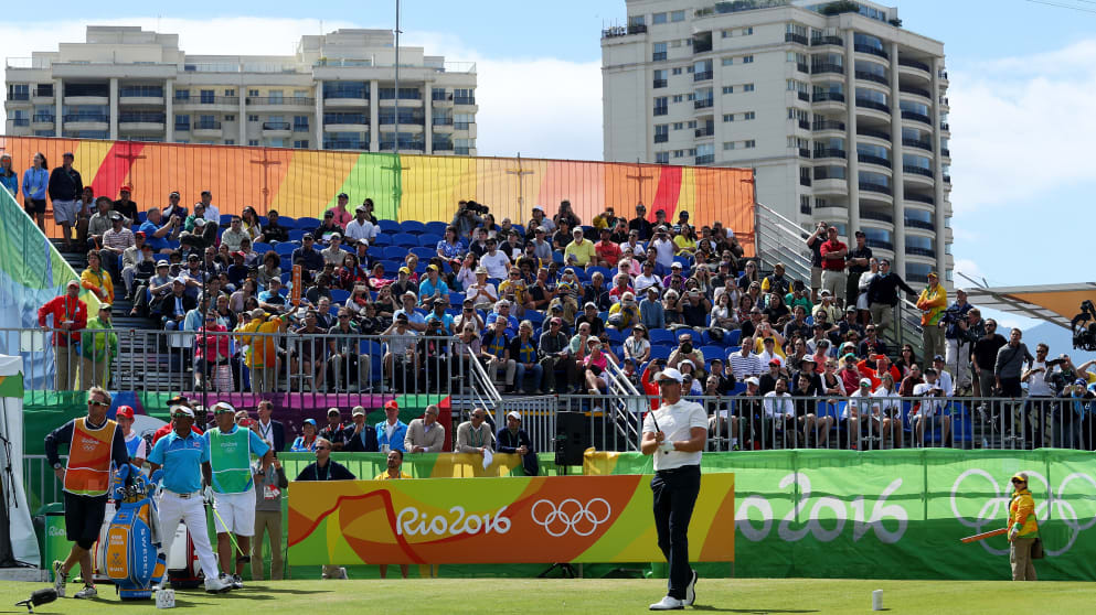 Henrik Stenson plays his opening tee shot