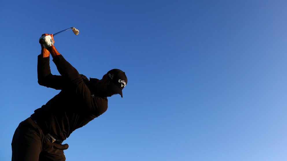 Alvaro Quiros preparing for his second round at the 2016 KLM Open