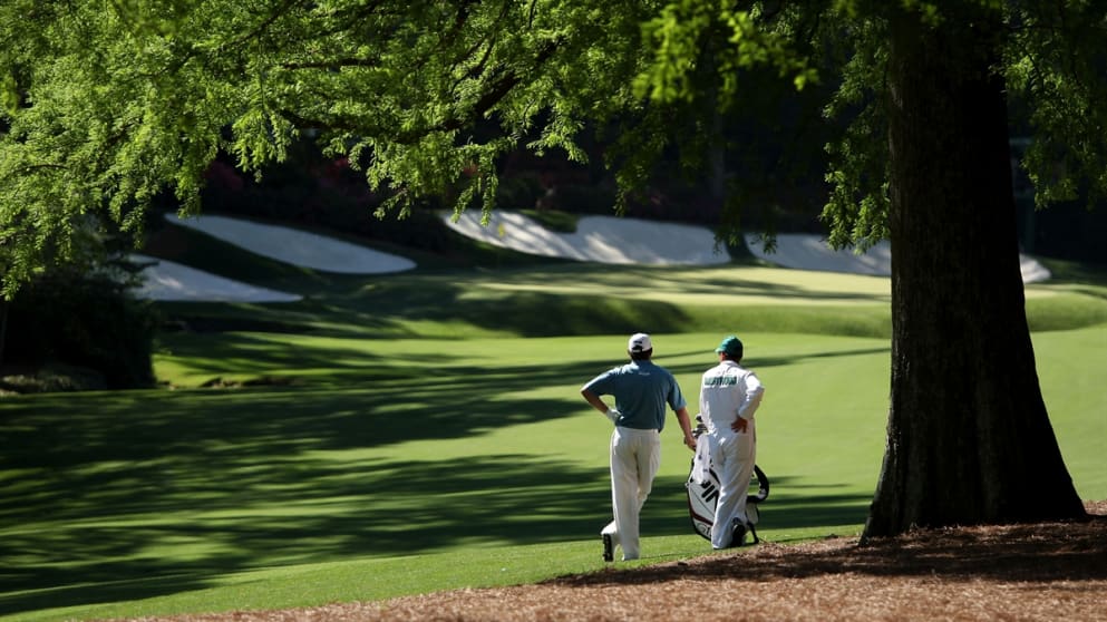 Lee Westwood on the 13th at Augusta National