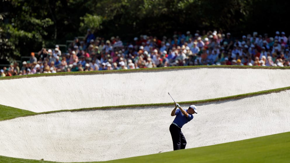 Lee Westwood at Augusta National's eighth hole