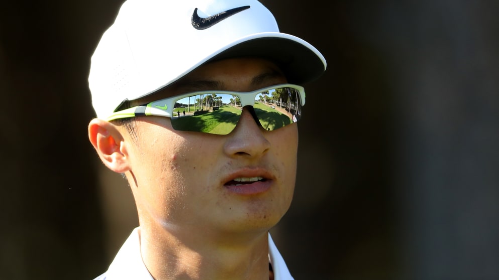 Haotong Li - looks down the 9th hole during day three of the Turkish Airlines Open at the Regnum Carya Golf & Spa Resort