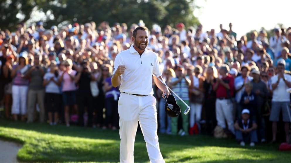 Sergio Garcia celebrates at the 2011 Andalucía Masters