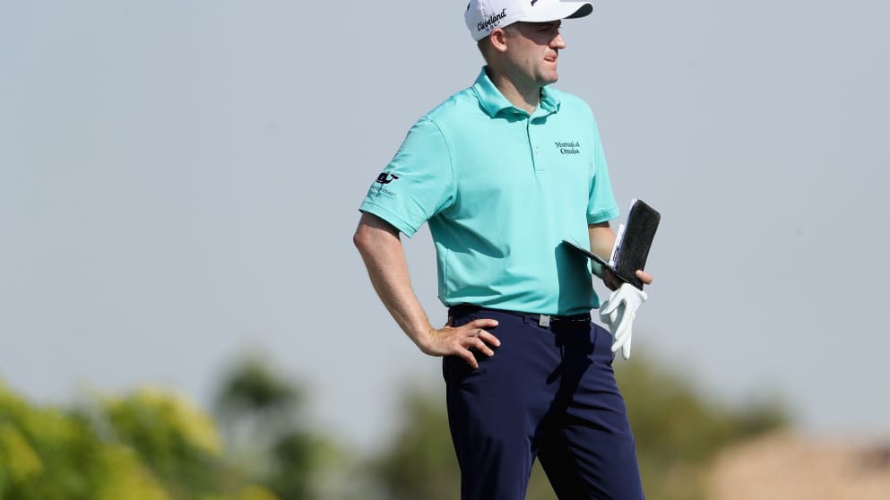Russel Knox of Scotland in action during day one of the DP World Tour Championship