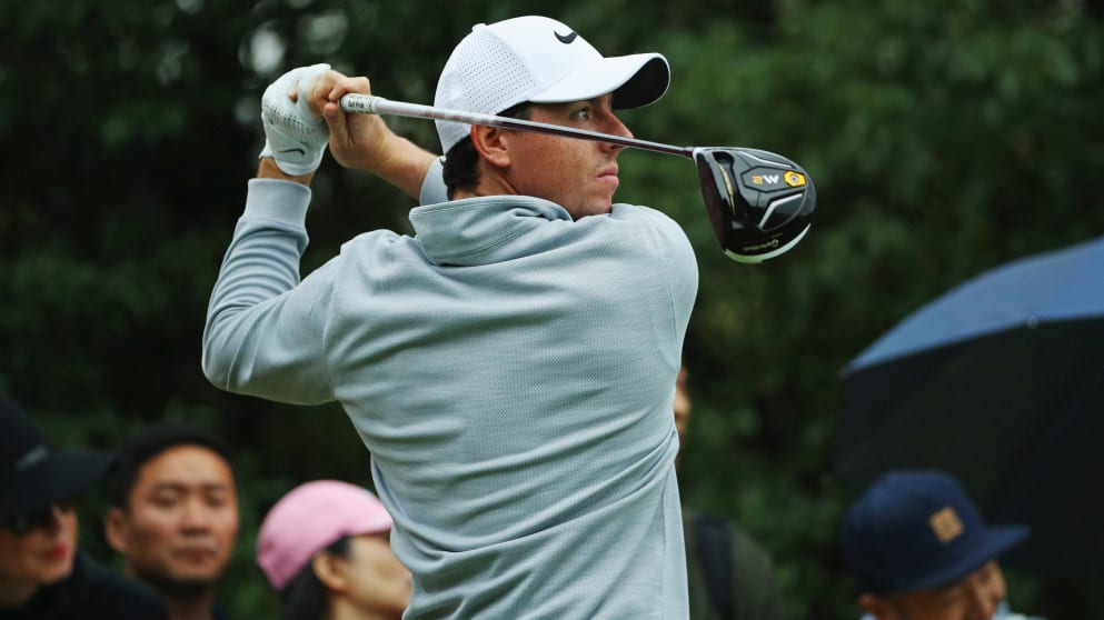 Rory McIlroy - hits a tee shot on the 14th hole during the first round of the WGC - HSBC Champions 