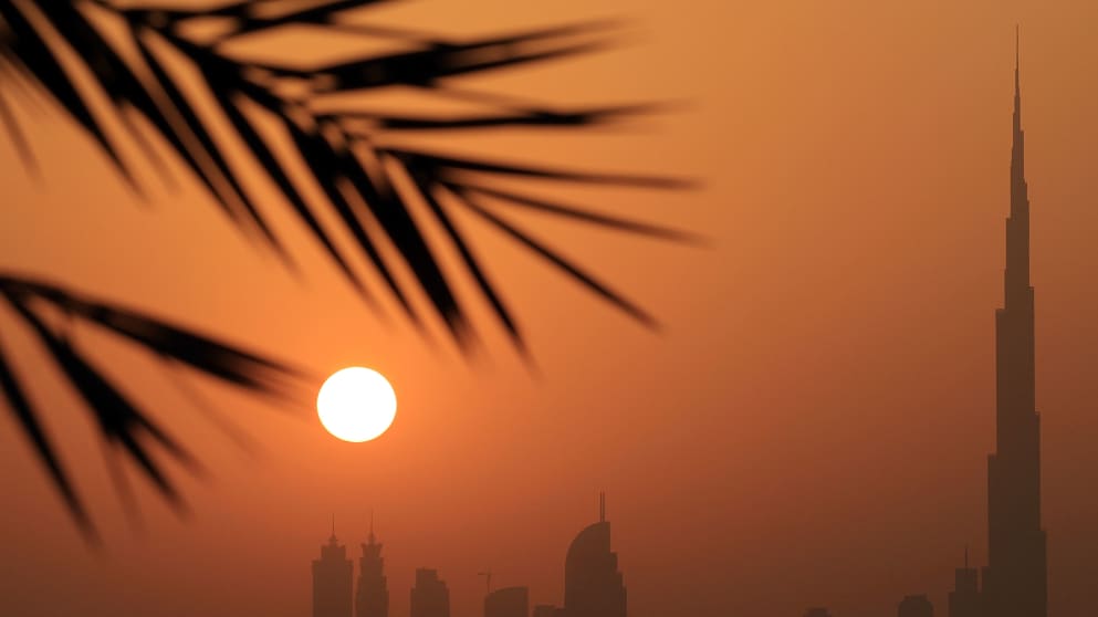 Sunset view from the clubhouse terrace
