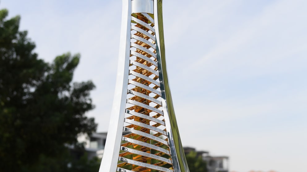 A general view of the Race to Dubai trophy during the second round of the DP World Tour Championship