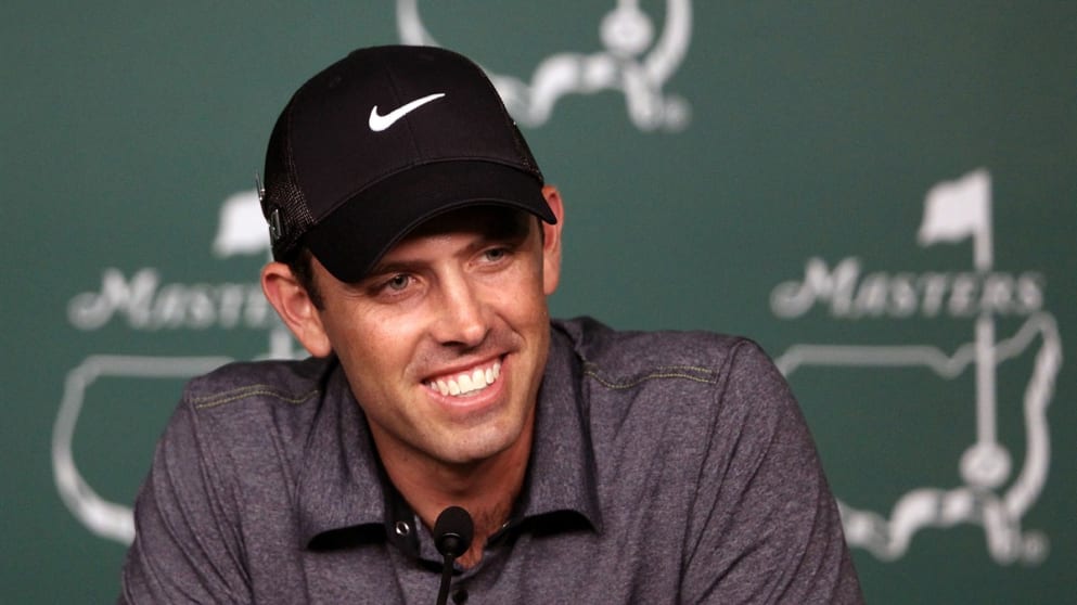 Charl Schwartzel speaking to the media 