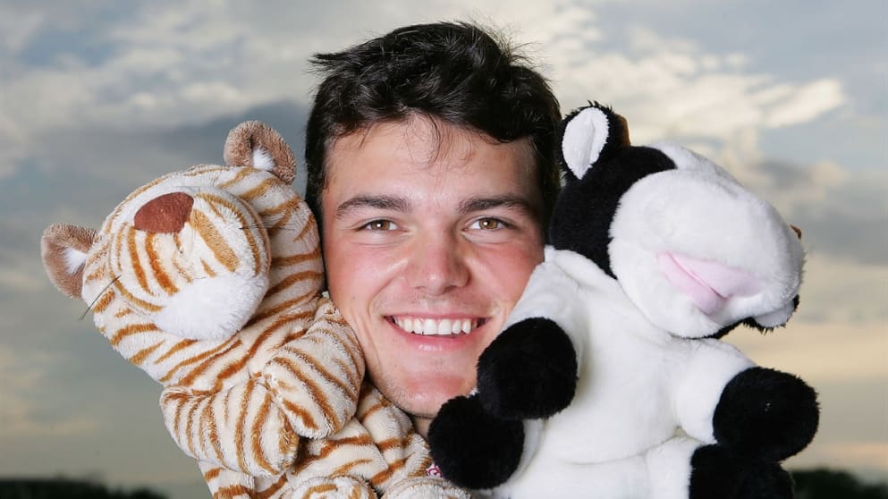 Martin Kaymer with a couple of furry fans