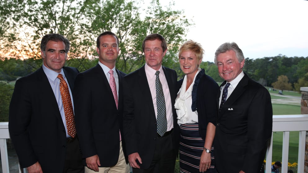 George O’Grady (centre) with guests from the Golf Channel;  Jon Litner, Mike McCarley, Molly Solomon and Chris Murvin
