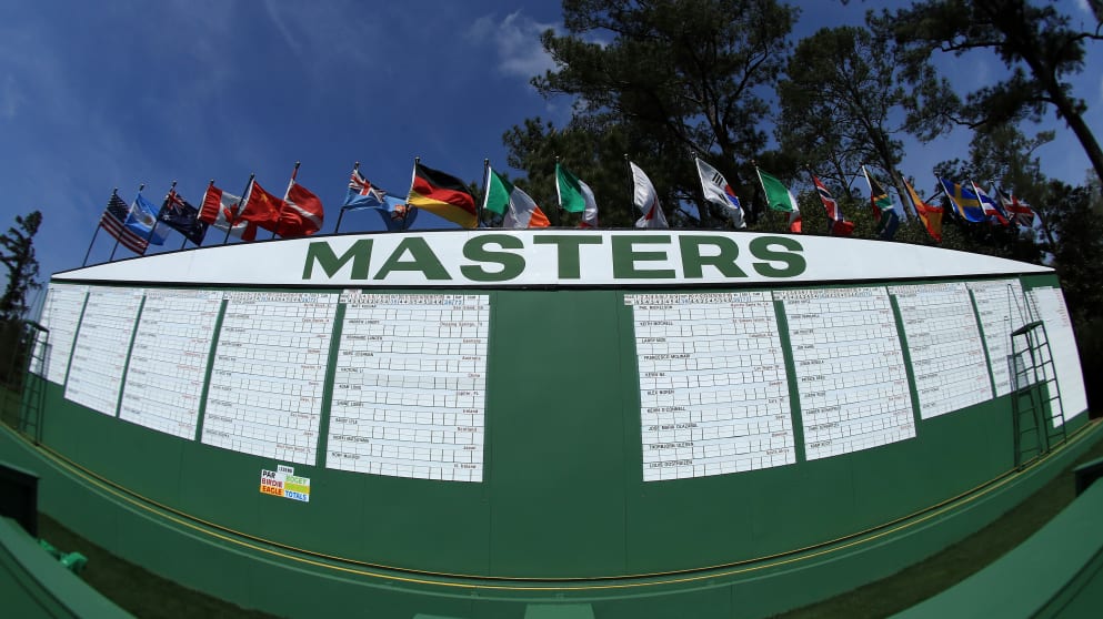 The leaderboard next to the first hole 