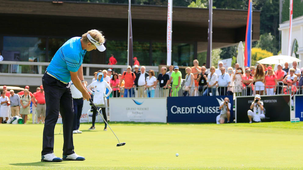 Philip Golding on the 18th green at Golf Club Bad Ragaz