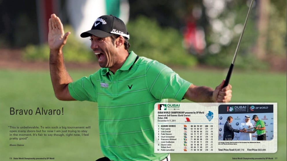 Alvaro Quiros furthered his reputation as a desert specialist with his second win in Dubai of 2011 at the DP World Tour Championship, Dubai