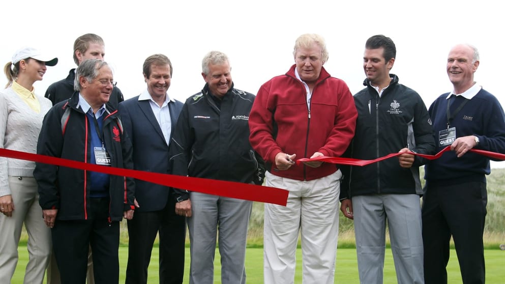 Donald Trump (3rd R) opens The Trump International Golf Links Course 