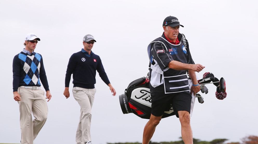 Jack Wilson playing alongside Adam Scott at the Australian Masters