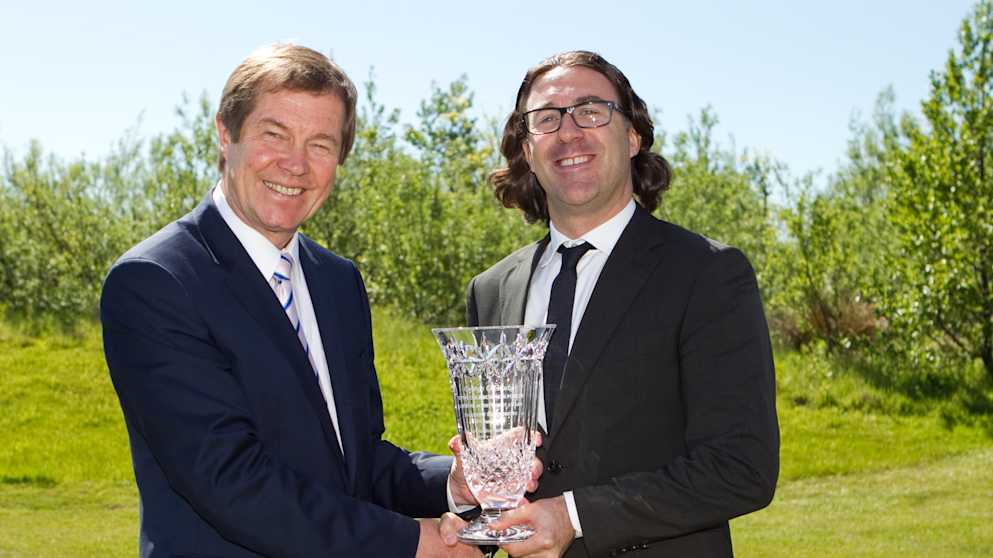 George O’Grady was presented the Lifetime Achievement award by Head of KPMG’s Golf Advisory Practice in EMA, Andrea Sartori (Stuart Adams - golftourimages)