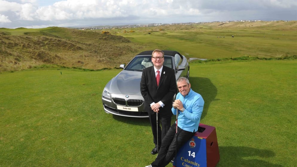 Robert Frame, Business Development Manager of BMW in Northern Ireland, with three-time Ryder Cup winner Paul McGinley