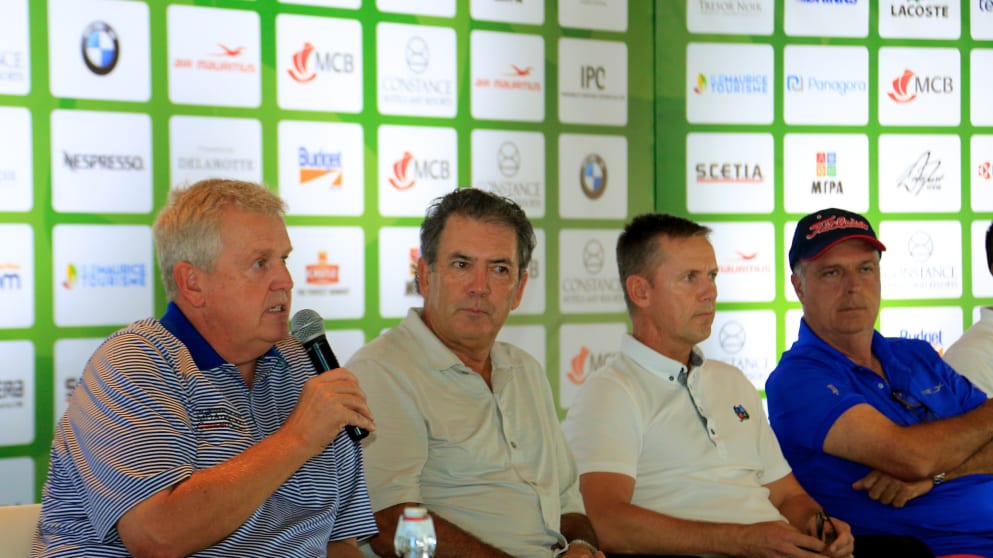Colin Montgomerie leading the press conference at the MCB Tour Championship (pic by Phil Inglis)