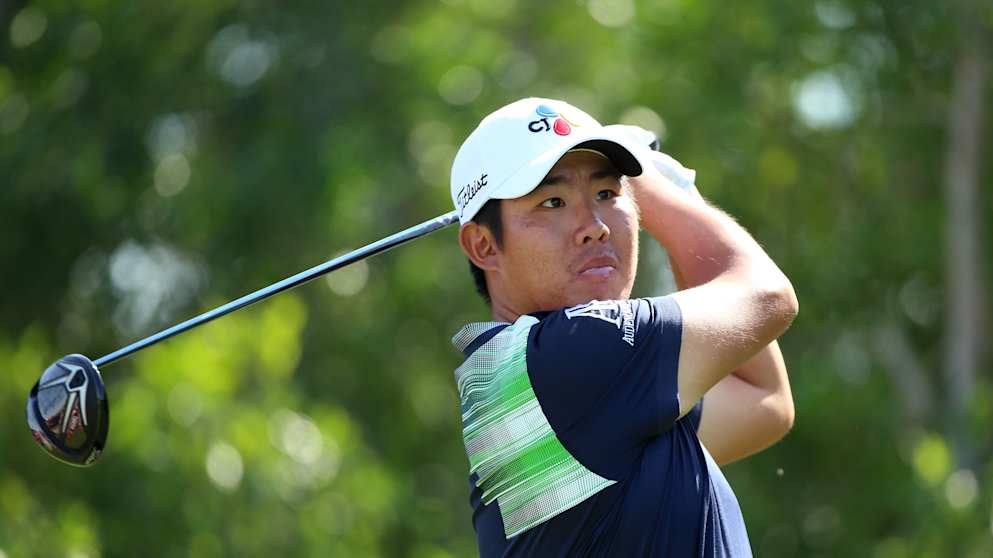 Byeong-Hun An of South Korea tees off on the 5th hole