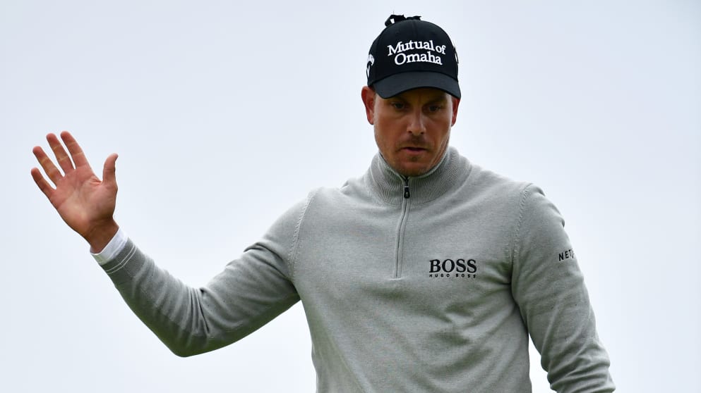Henrik Stenson - celebrates a birdie on the the 17th green during the third round of the 145th Open Championship 