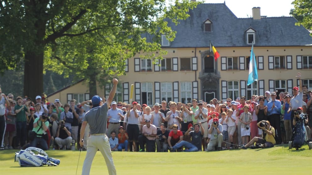 Marco Crespi holes his final putt to win the Telenet Trophy