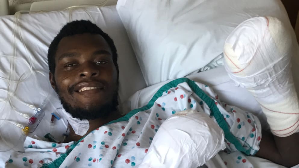 Issa Nlareb Amang after surgery