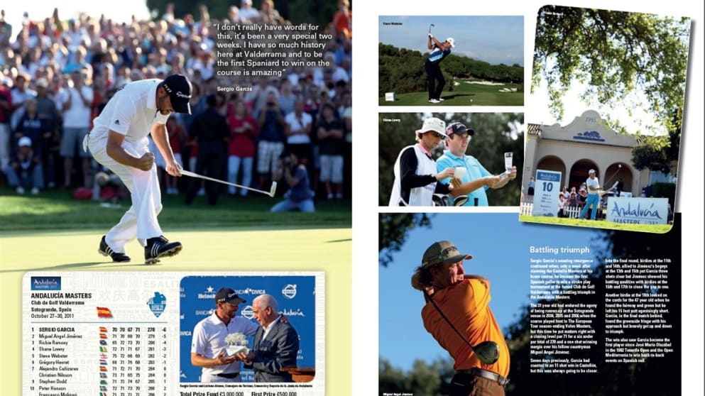 Sergio Garcia won the 2011 Andalucia Masters by one shot from Miguel Angel Jimenez.