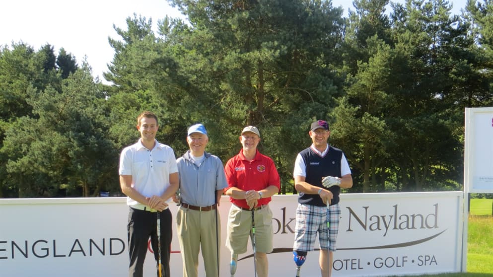 Jamie Moul with players from The British Amputee and Les Autres Sports Association