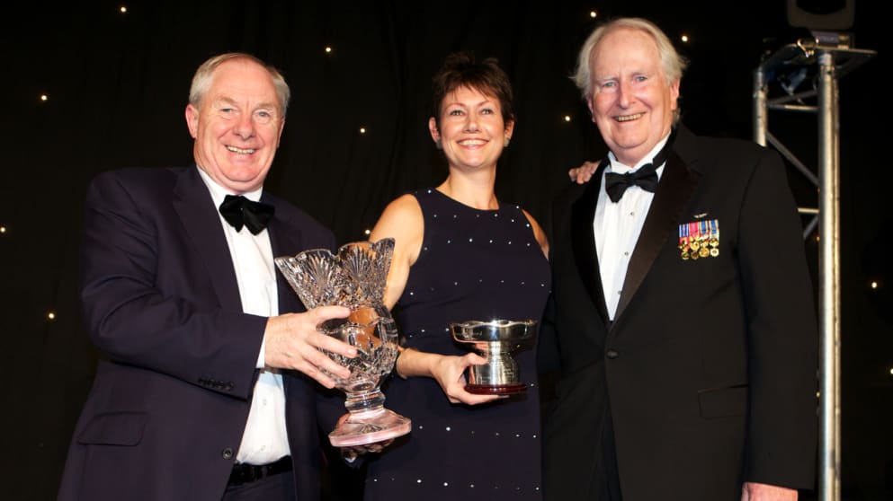 2013 Jerry Donworth Outstanding Contribution to Golf Award pictured l-r Minister Michael Ring, Kyra Donworth and Jay Connolly(Waterville) at the 16th National Golf Tourism Conference & Gala Irish Golf Awards held at the Europe Hotel & Resort Killarney