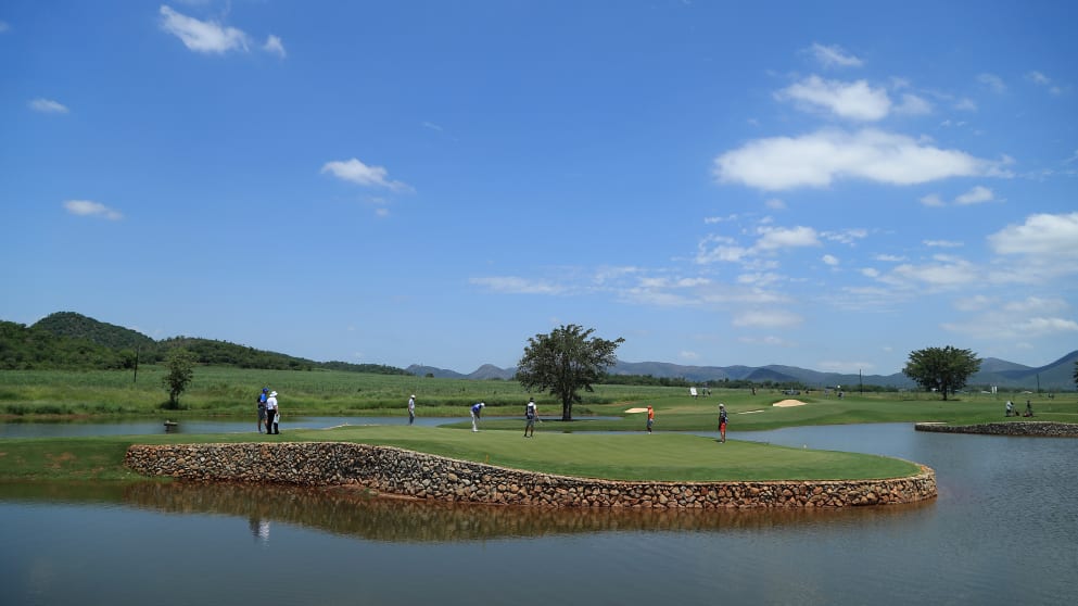 A general view of the Alfred Dunhill Championship par 3 contest at Leopard Creek Country Golf Club