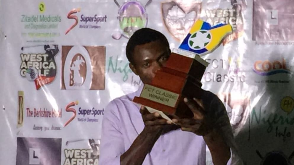 Issa Nlareb Amang after winning on the West Africa Tour