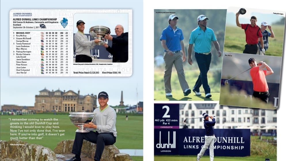 Michael Hoey won the 2011 Alfred Dunhill Links Championship by two shots from Rory McIlroy.