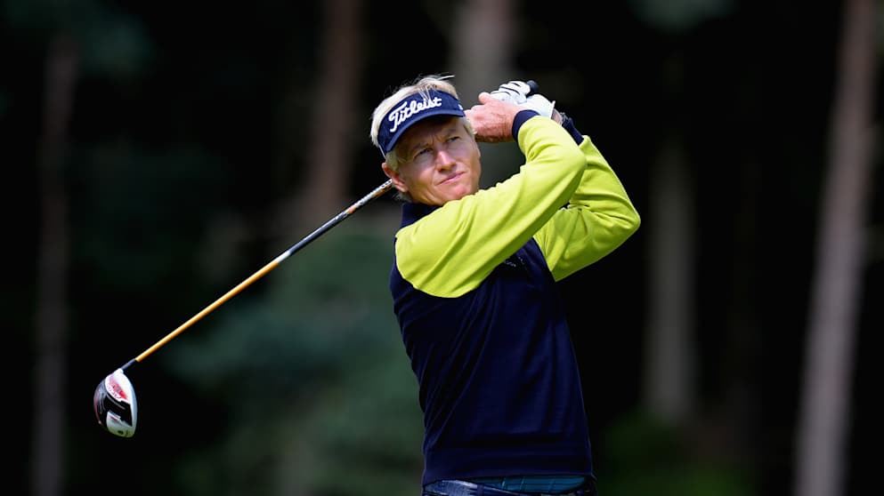 Philip Golding of England plays his first shot on the 15th tee during Travis Perkins Masters - Day Two