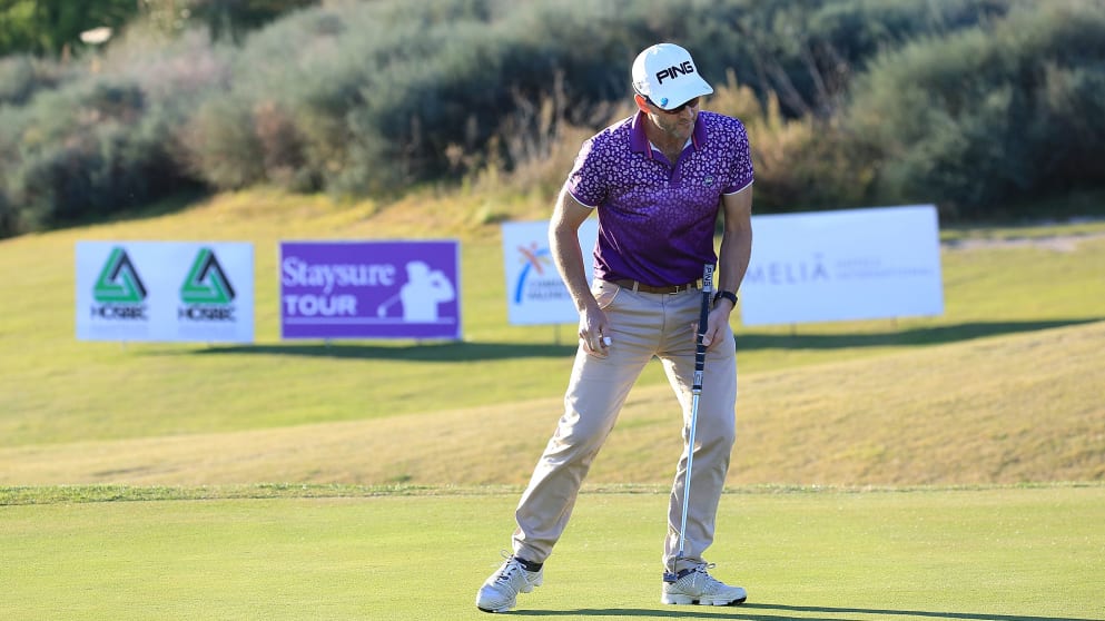 Paul Streeter after his putt on the 18th during round two
