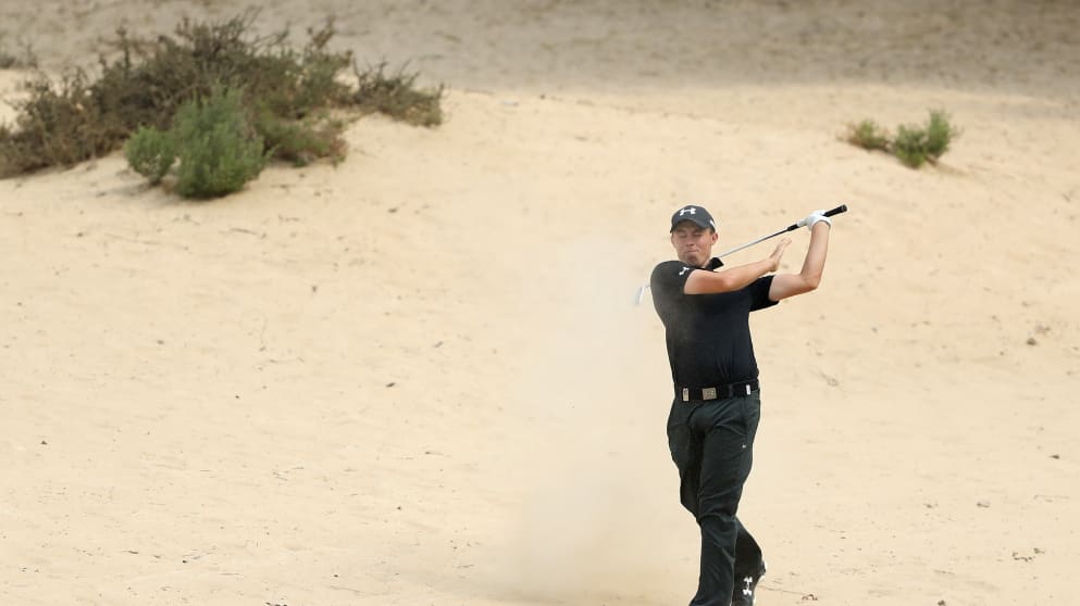 Matt Fitzpatrick during his opening round at Emirates Golf Club