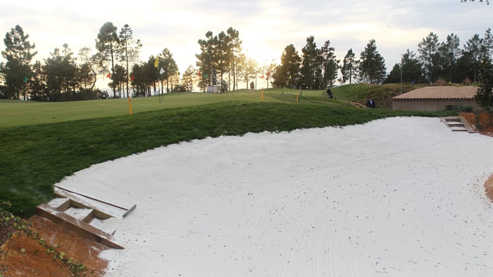 The Augusta National style bunker is one of five different types of bunker at the new practice facilities at PGA Catalunya
