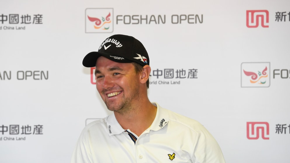 Ben Stow during a press conference (Richard Castka/Sportpixgolf.com)
