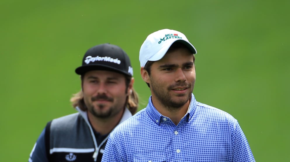 Victor Dubuisson and Romain Langasque at the Masters Tournament