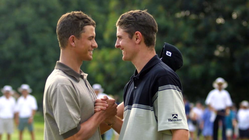 Adam Scott (L) and Justin Rose