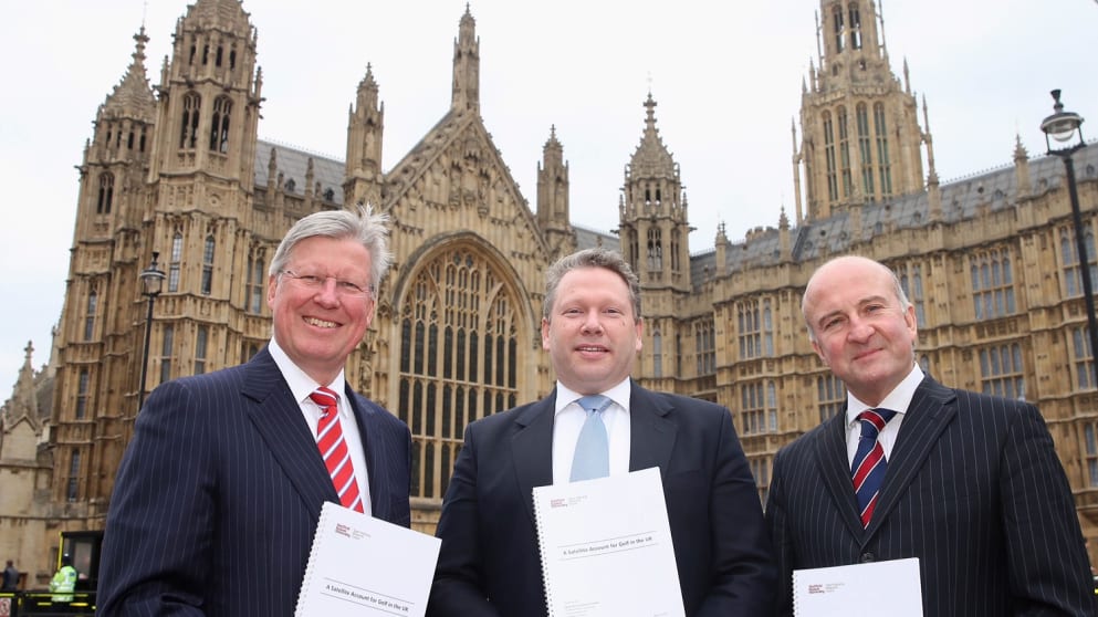 Martin Slumbers, Chief Executive of The R&A,  Karl McCartney JP MP, Chair of the All-Party Parliamentary Group for Golf, and Professor Simon Shibli, Head of the Sport Industry Research Centre at Sheffield Hallam University,